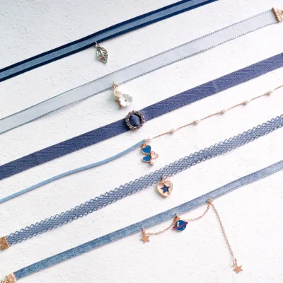 Women Exquisite Blue Series Choker Necklace