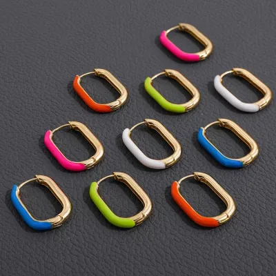 Women Minimalist U Shaped Alloy Hoop Earrings