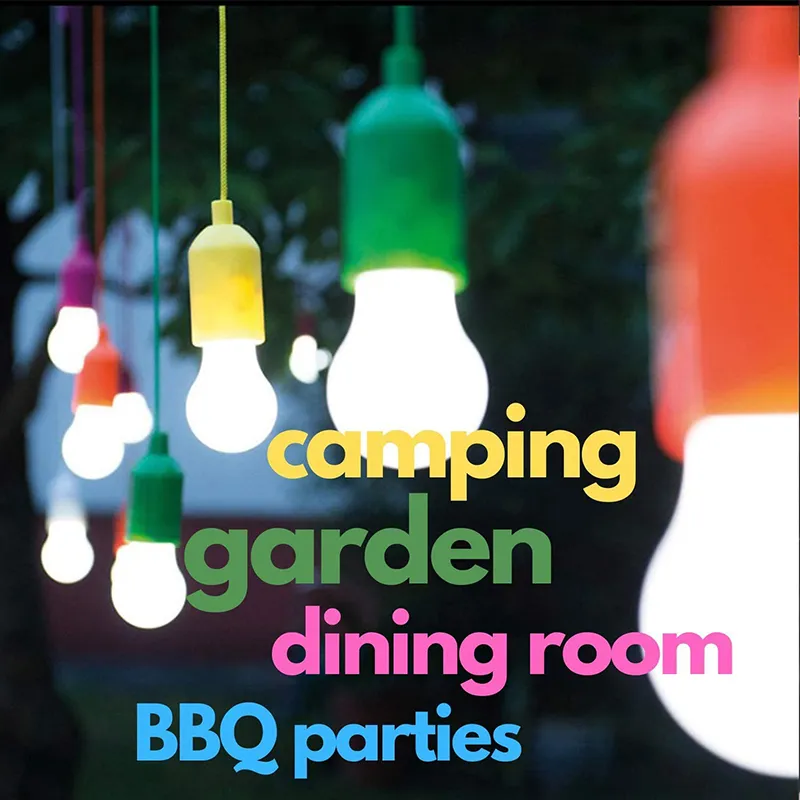 Colorful Led Hanging Lamp Portable Drawstring Tent Camping Light