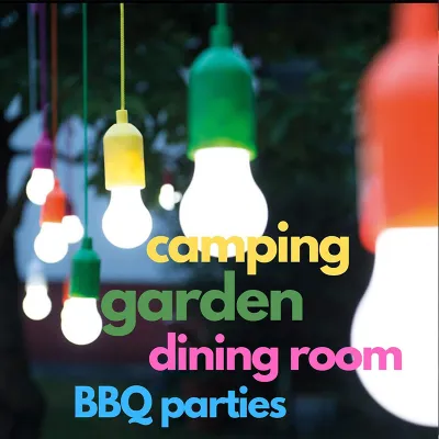 Colorful Led Hanging Lamp Portable Drawstring Tent Camping Light