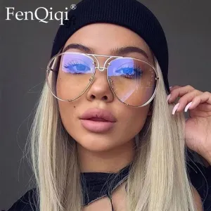 Woman Fashion Oversized Gradient Color Uv400 Sunglasses