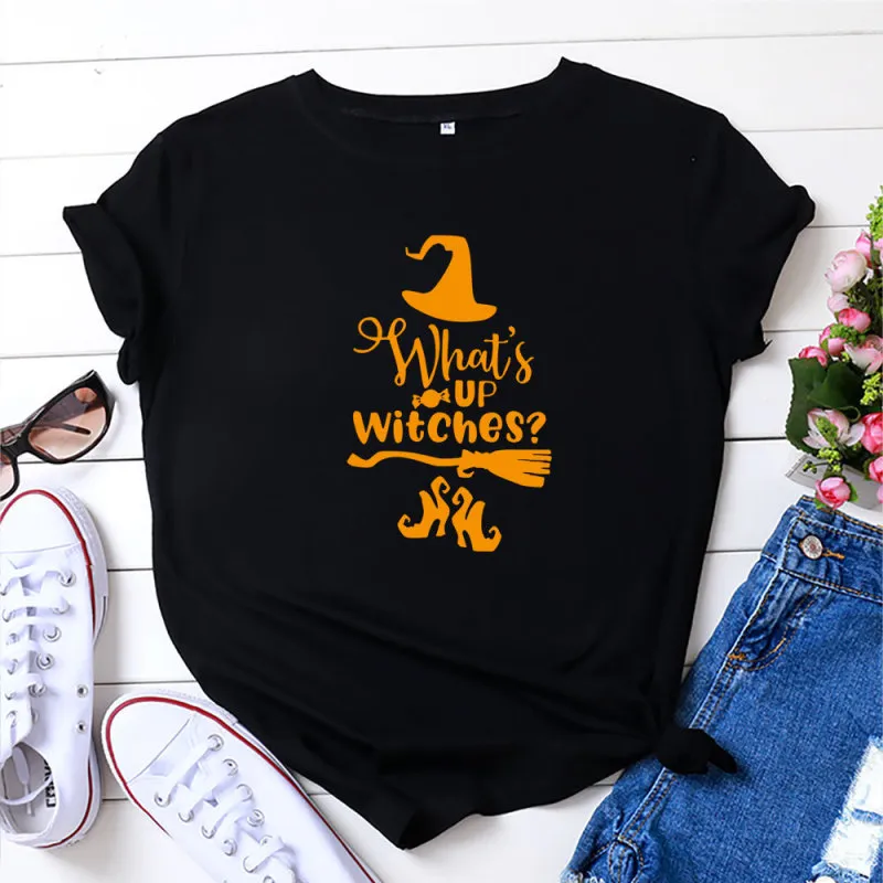 Wholesale Women'S Casual Short Sleeve Round Neck Halloween Printed Slim Fit T-Shirt