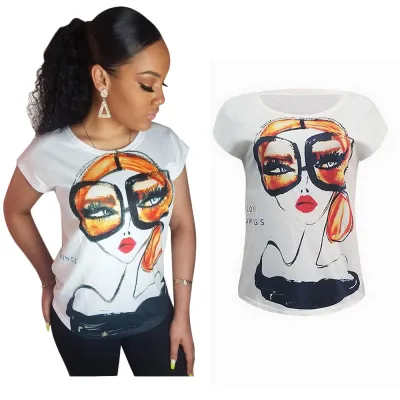 Wholesale Women'S Casual Round Neck Letter Character Print Slim Fit T-Shirt