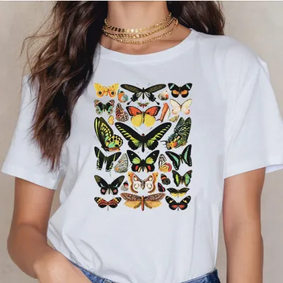 Wholesale Women Casual Single Male Female Modal Short Sleeve Awesome Butterfly T-shirt
