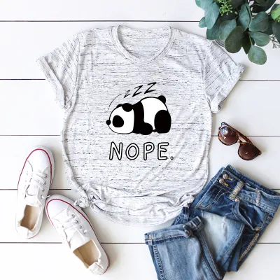 Wholesale Women Leisure Short Nope Panda Graphic Print T-Shirt