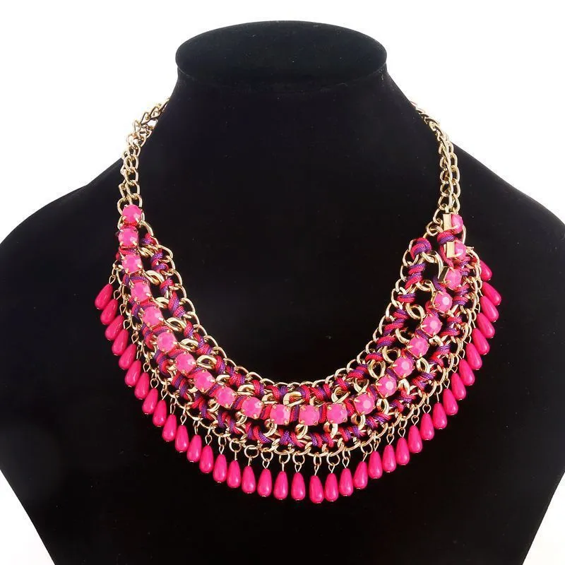 Women Vintage Bohemia Hollow Out Tassels Alloy Multilayer Necklace
