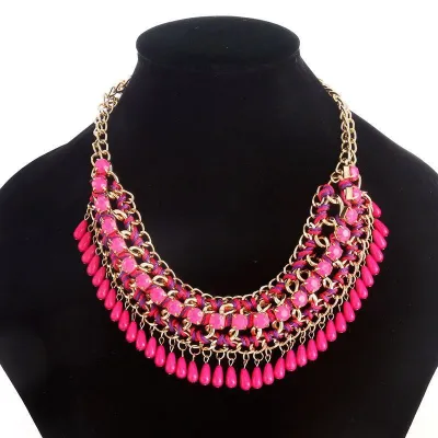 Women Vintage Bohemia Hollow Out Tassels Alloy Multilayer Necklace