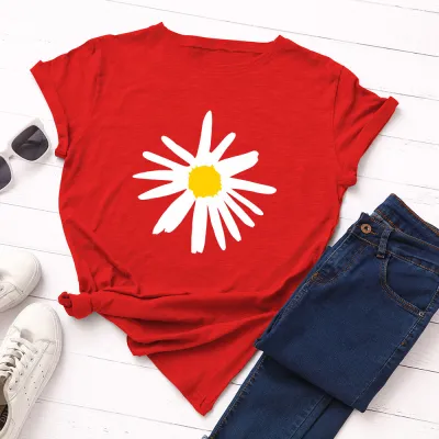Women Casual Loose Plus Size Round Neck Short-sleeved Graphic Letter Printed Colored T-shirt