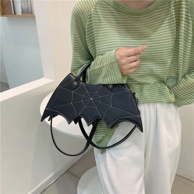 Women Creative Bat Shape Solid Color PU Crossbody Bag