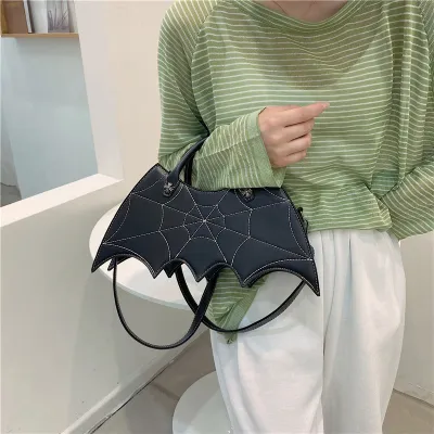 Women Creative Bat Shape Solid Color PU Crossbody Bag