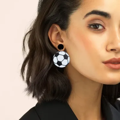 Women Fashion Personality European Cup Ball Acrylic Football Rugby Earrings