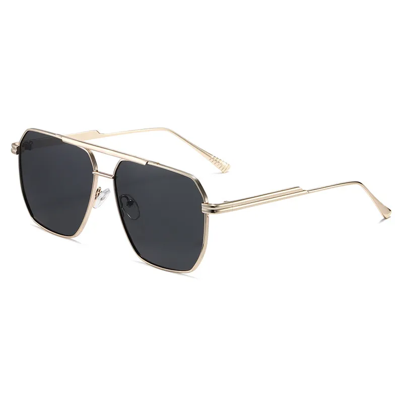 Unisex Fashion Metal Double Bridge Polarized Large Square Uv Blocking Sunglasses