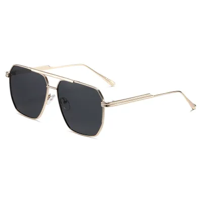 Unisex Fashion Metal Double Bridge Polarized Large Square Uv Blocking Sunglasses