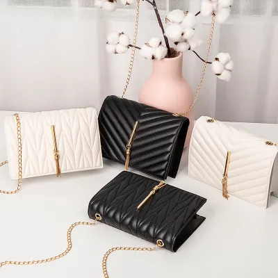 Women Fashion Tassel Decorative Pleated Design Flap PU Crossbody Bag