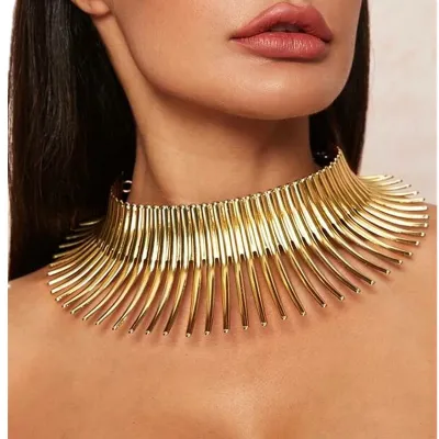Women Fashion Exaggerated Flower Bar Alloy Necklace