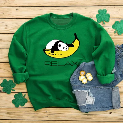 Women Casual Loose Plus Size Round Neck Long-sleeved Graphic Letter Printed Colored Sweatshirt
