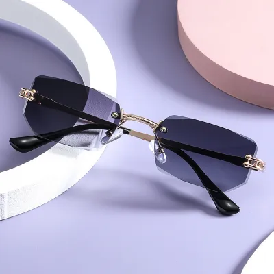 Unisex Fashion Rimless Polygon Cut Lens Sunglasses