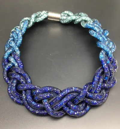 Women Fashion Retro Multilayer Braided Twist Crystal Short Necklace