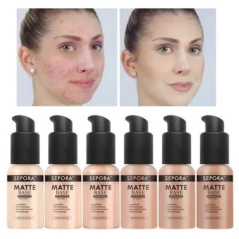 Waterproof Matte Liquid Foundation Cream Natural Concealer Base