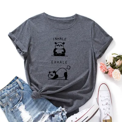 Women Casual Loose Plus Size Round Neck Short-sleeved Graphic Letter Printed T-shirt