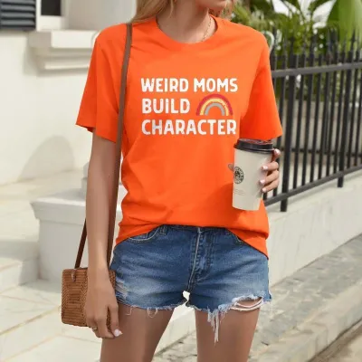 Women Casual Loose Plus Size Round Neck Short-Sleeved Text & Rainbow Graphic Printed T-Shirt