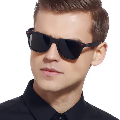Men Classic Square Frame Resin Lens Sunglasses