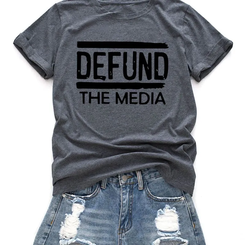 Women Casual Loose Plus Size Round Neck Short-sleeved Letter Printed T-shirt