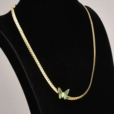 Women Fashion Simple Butterfly Snake Bone Chain Necklace