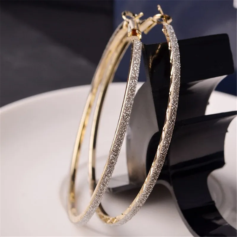 Women Fashion Exaggerated Hoop Frosted Earrings