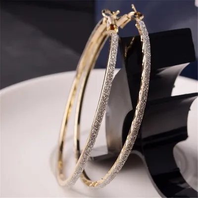 Women Fashion Exaggerated Hoop Frosted Earrings