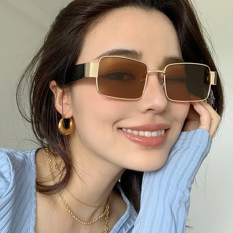 Unisex Retro Plastic+Metal Frame Square Pc Sunglasses