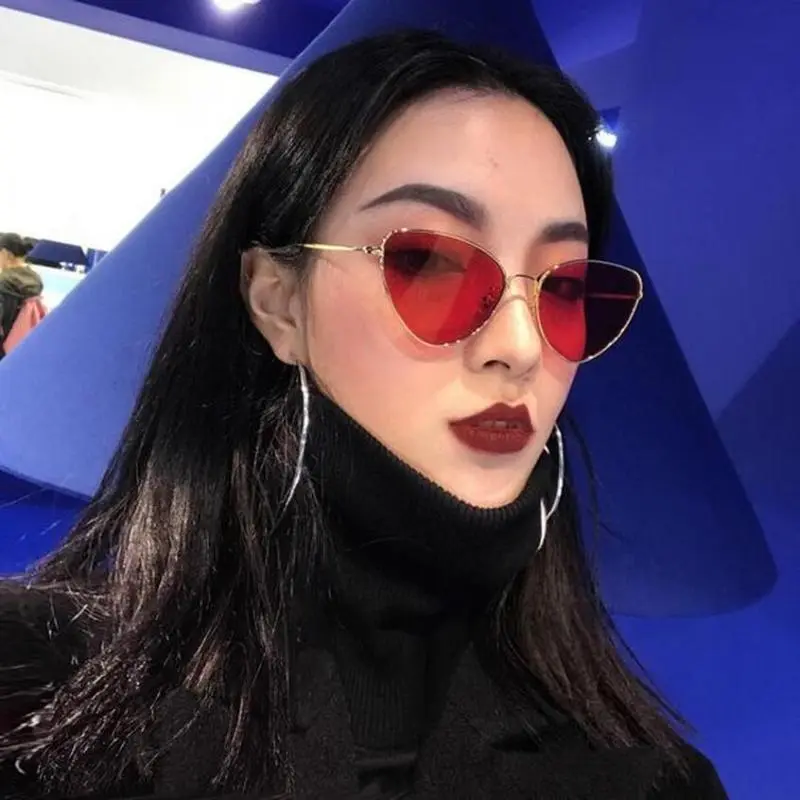 Women Retro Cat Eye Frame Colorful Uv400 Sunglasses