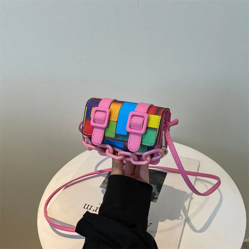 Fashion Contrast Chain Crossbody Bag