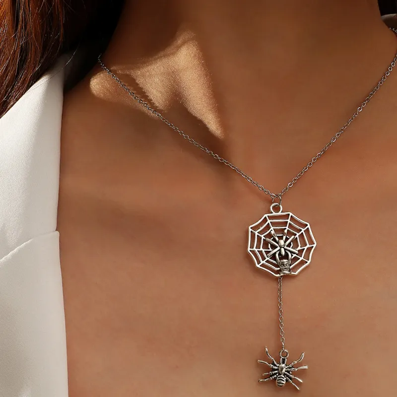 Women Fashion Personality Halloween Horror Animal Skull Spider Necklace