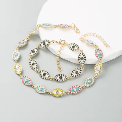 Women Fashion Personality Alloy Drop Oil Devil'S Eye Necklace
