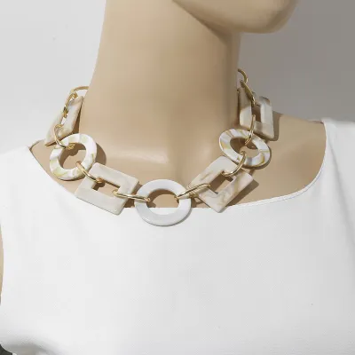 Women Fashion Personality Boho Geometric Multicolor Acrylic Punk Necklace