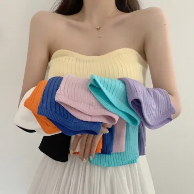 Wholesale Women Solid Color Slim Knitted Tube Top