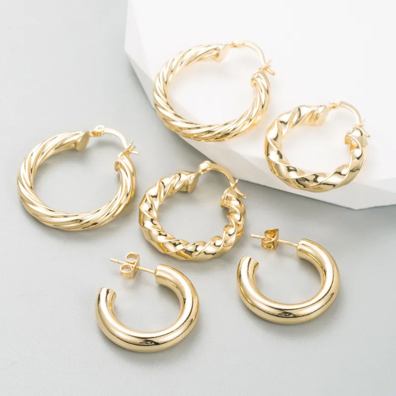 Women Fashion Personality Alloy Geometric Spiral Earrings