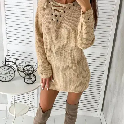 Women Basic Fashion Casual Thickened Loose Long Sleeves Solid Color Sweater
