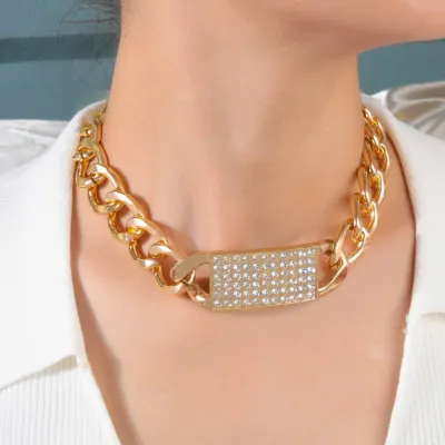 Unisex Fashion Personality Steel Titanium Zircon Stereo Necklace