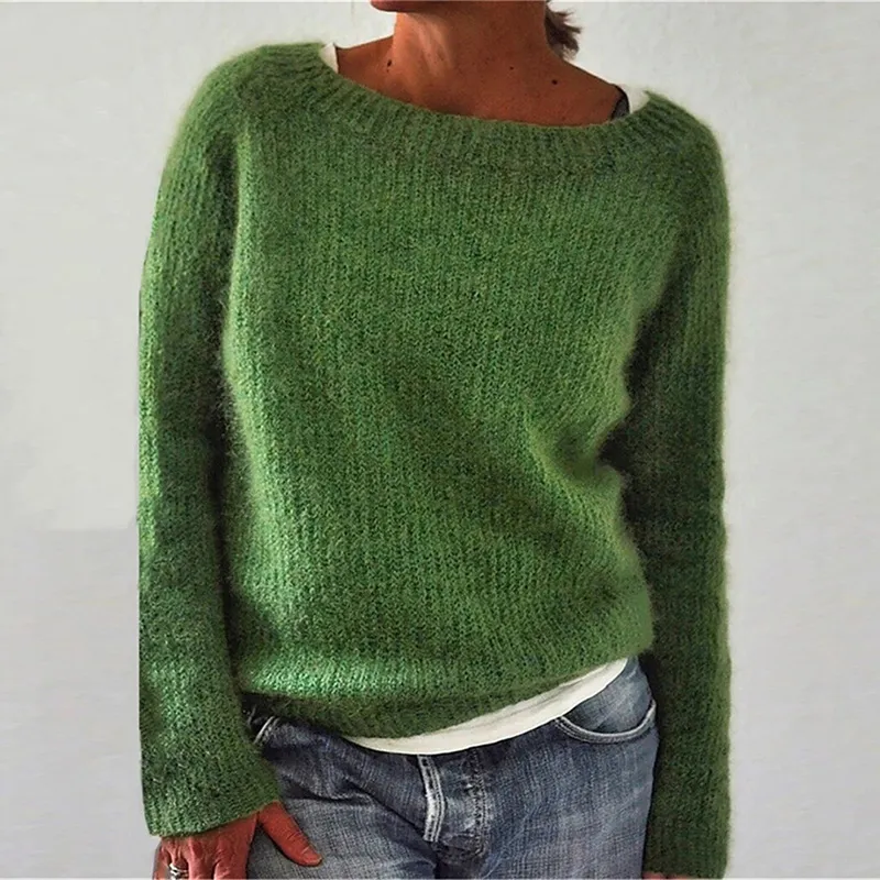 Wholesale Women Casual Solid Color Long Sleeve Basic Sweater