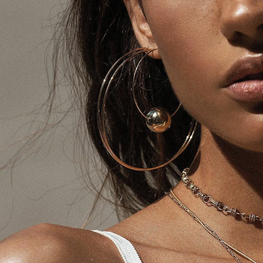 Exaggerated Metal Hoop Earrings