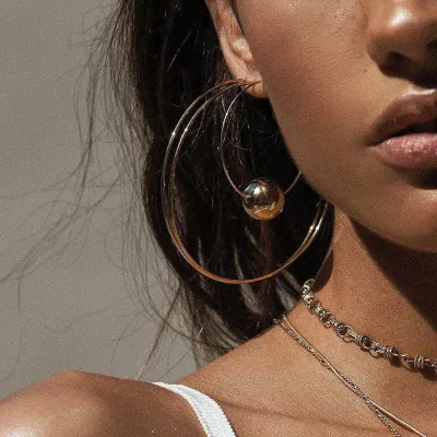 Exaggerated Metal Hoop Earrings