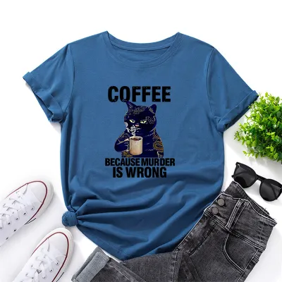 S-5XL Women Fashion Round Collar Letter Printing T-shirt