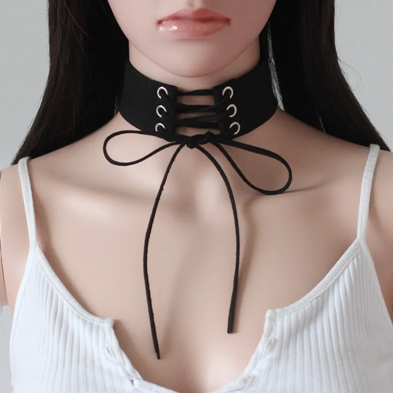 Unique Lace-up Design Women Choker Necklace