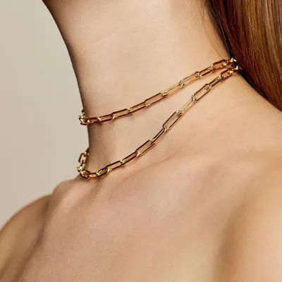 Simple Metal Cross Chain Design Women Choker Necklace