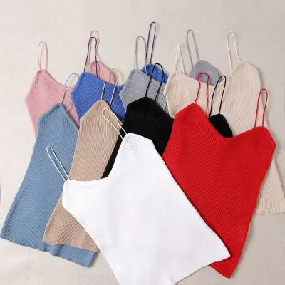 Women Casual Solid Color Knitted Camisole