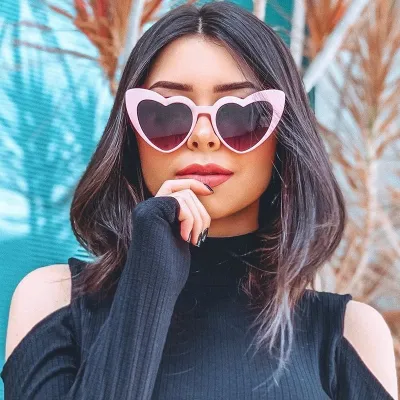 Women Cute Heart-shape Leopard Pattern Frame Sunglasses